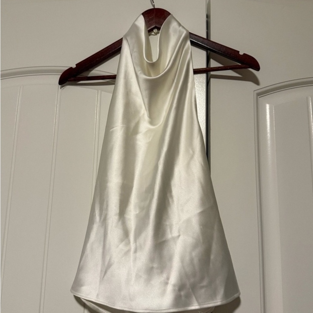 Ara Ivory Satin Halter Top